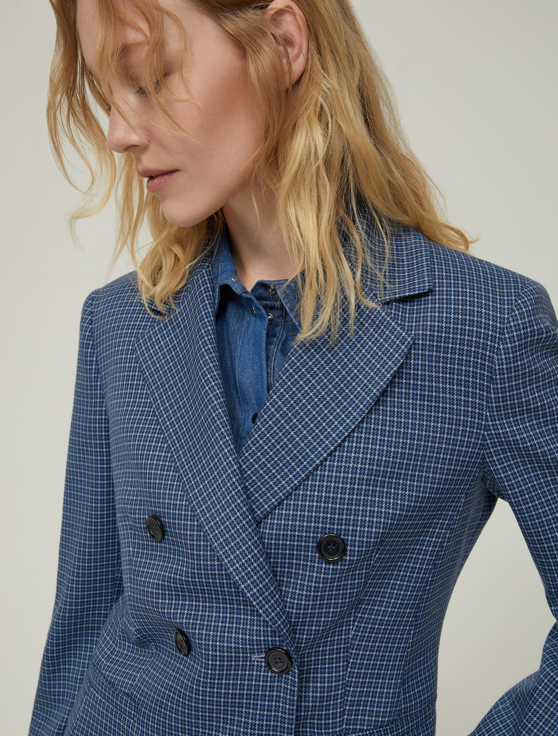 Blazer doppiopetto slim - BLU AZZURRO - pennyblack