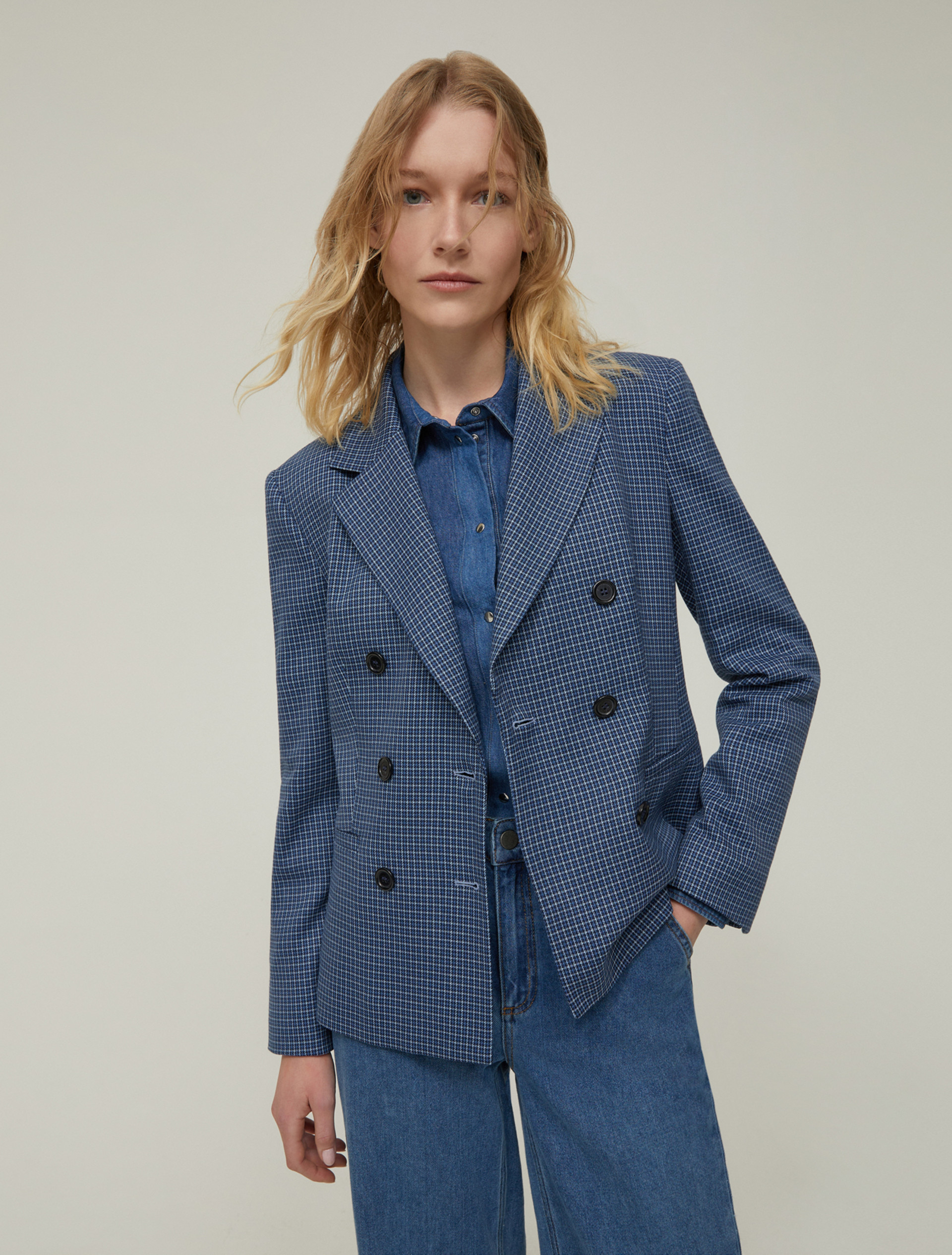 Blazer doppiopetto slim - BLU AZZURRO - pennyblack