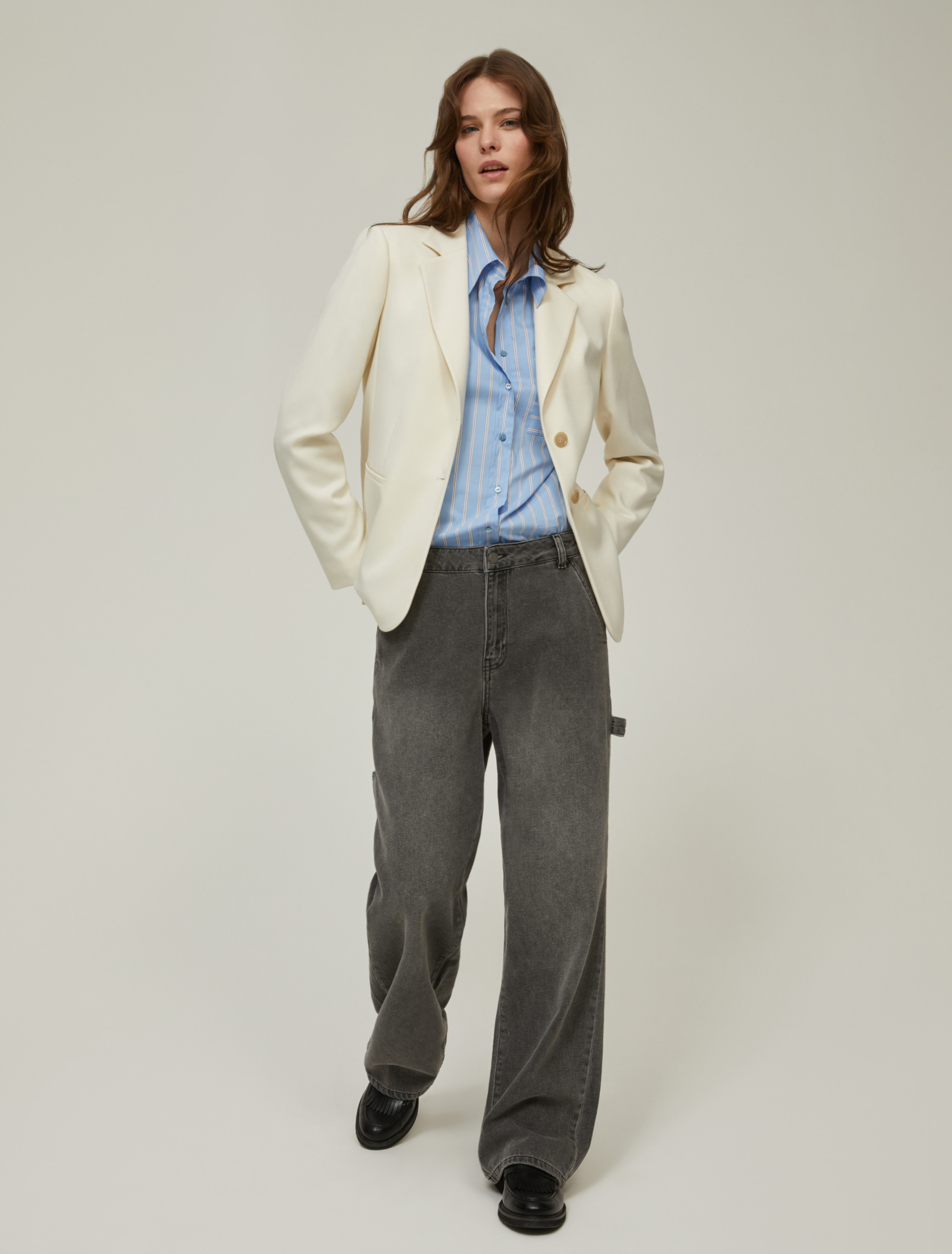 Slim single-breasted blazer - IVORY - pennyblack