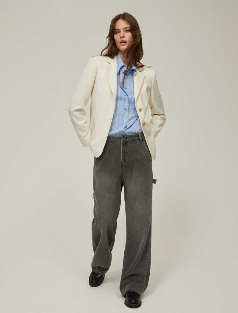 Slim single-breasted blazer - IVORY - pennyblack