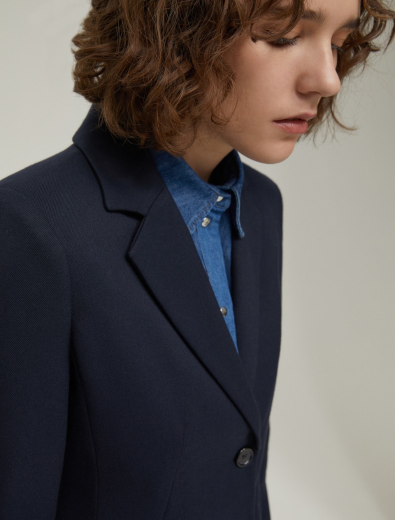 Slim single-breasted blazer - NAVY - pennyblack