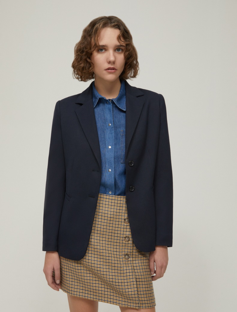 Slim single-breasted blazer - NAVY - pennyblack