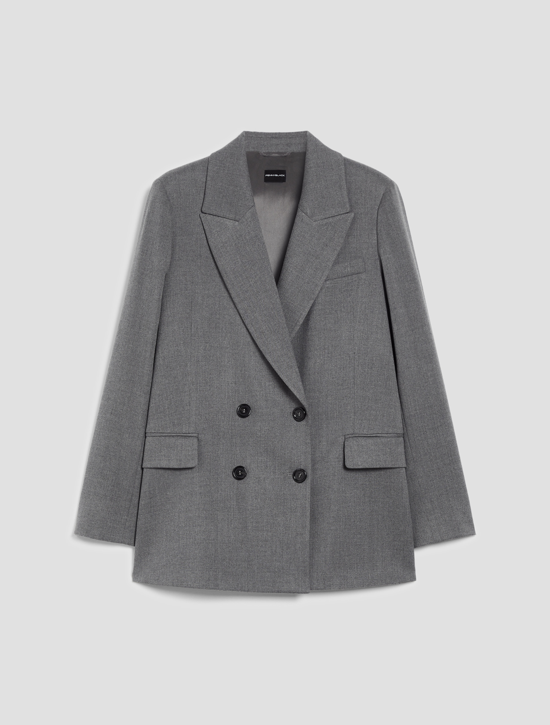Blazer doppiopetto morbido - GRIGIO - pennyblack