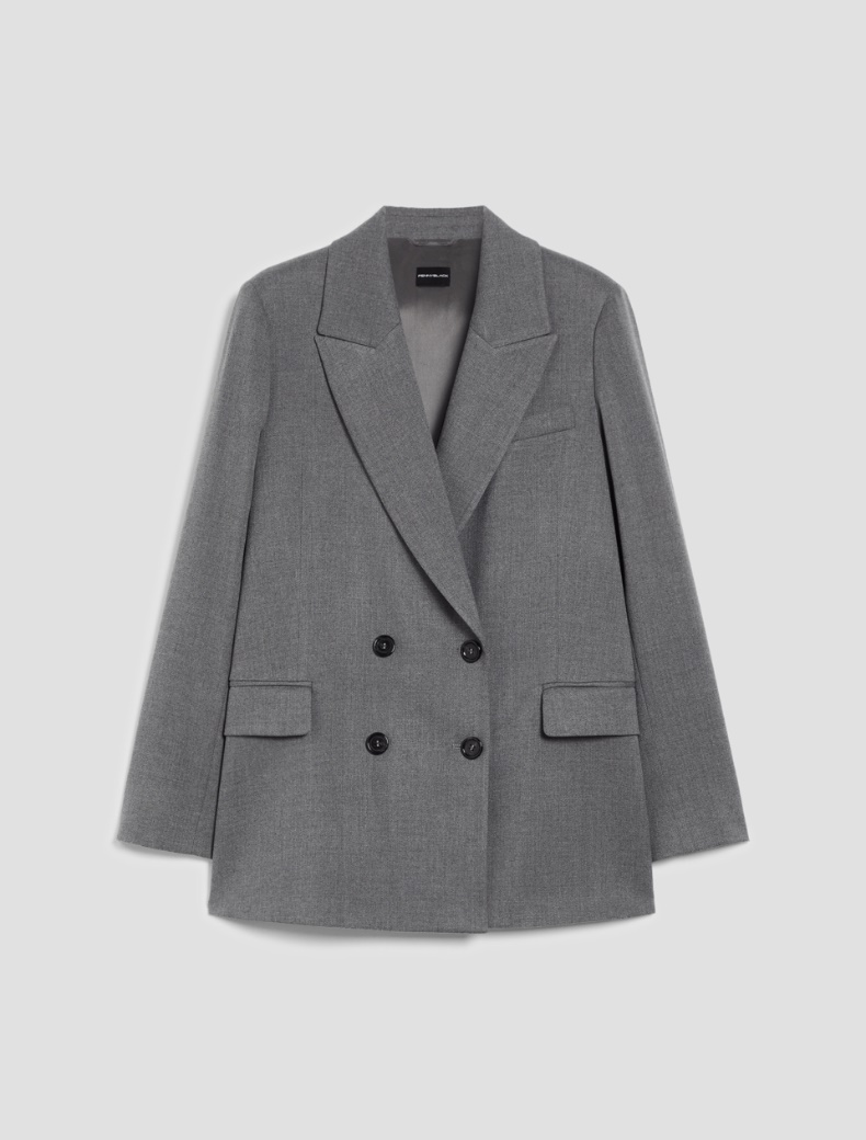 Relaxed-fit double-breasted blazer - GREY - pennyblack