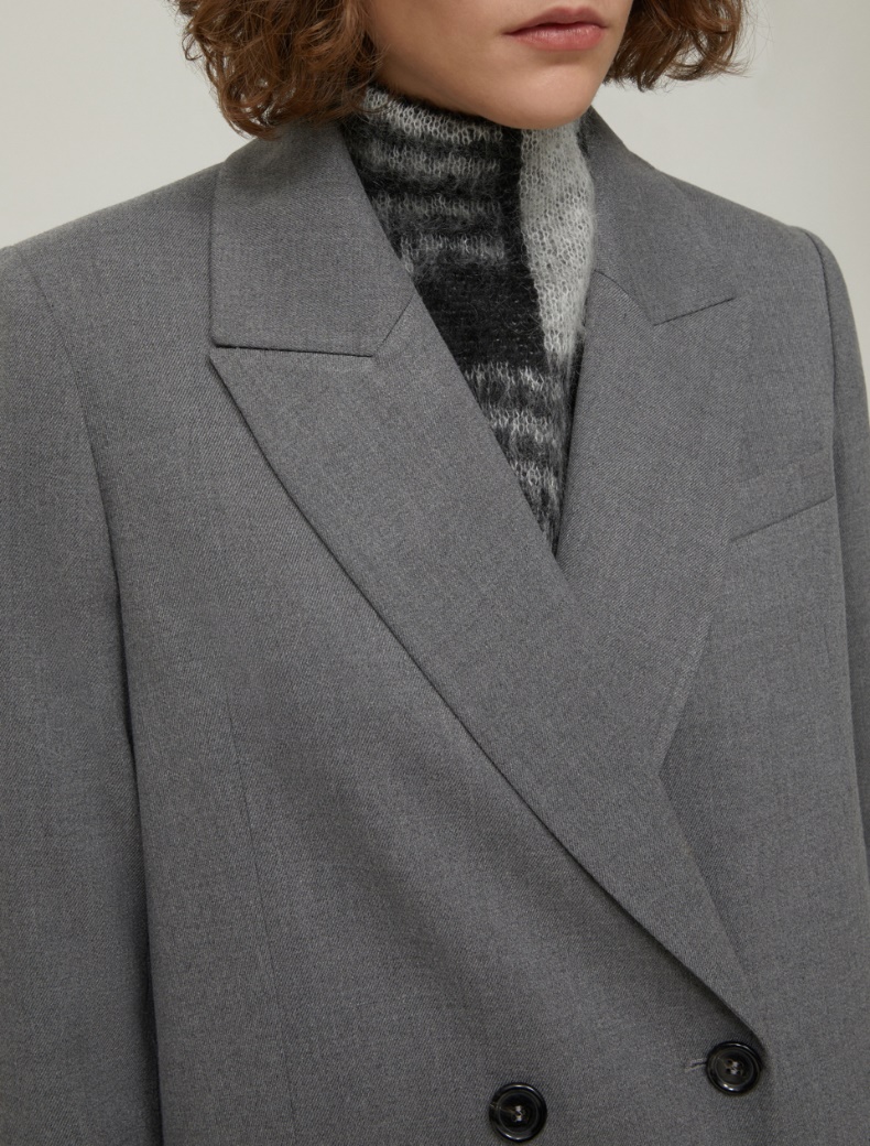 Relaxed-fit double-breasted blazer - GREY - pennyblack
