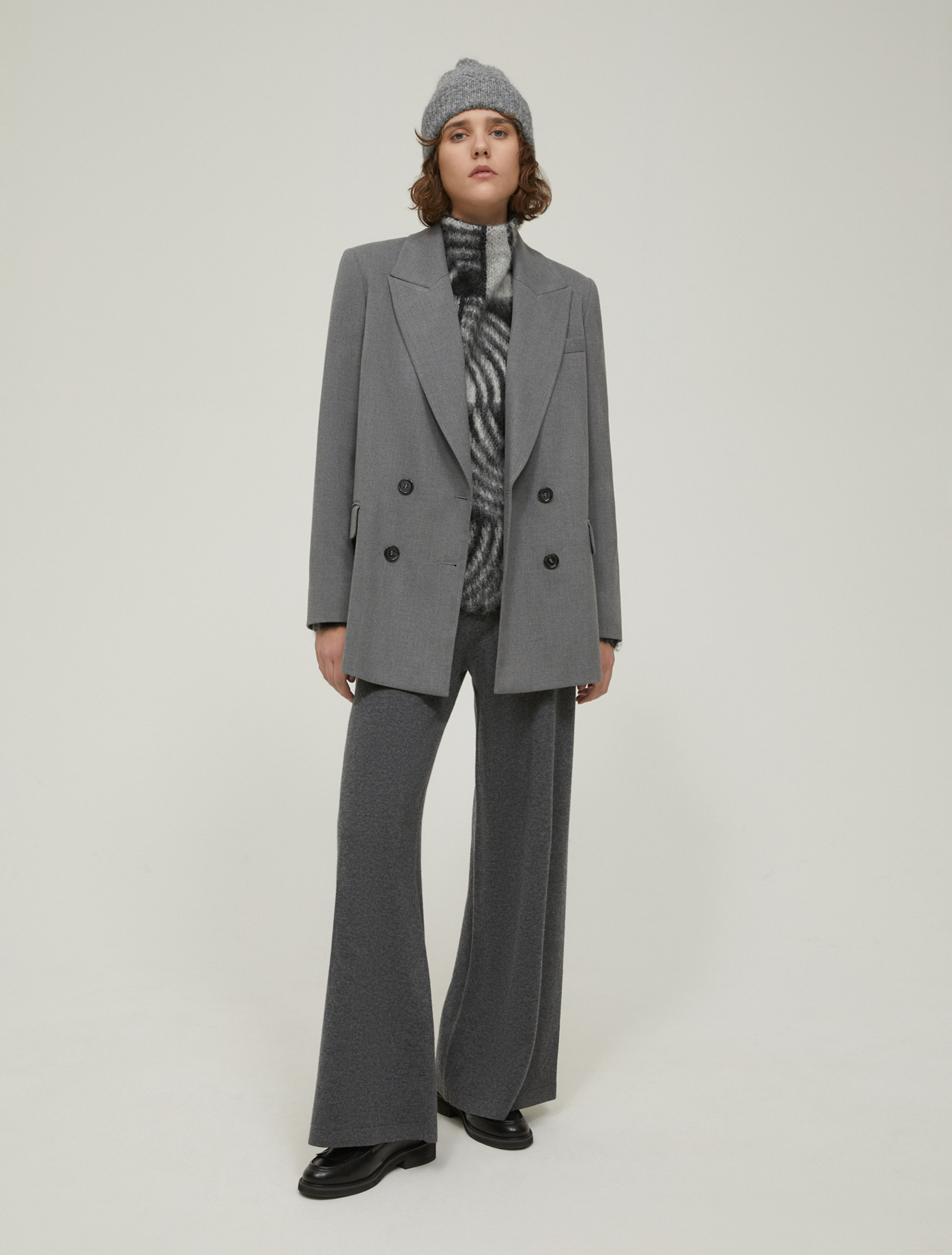 Blazer doppiopetto morbido - GRIGIO - pennyblack