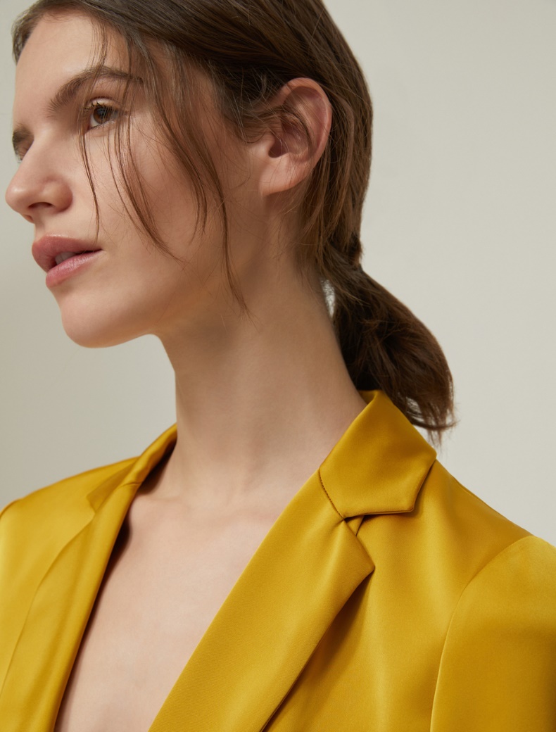 Flowing Satin Blazer - OCHRE - pennyblack