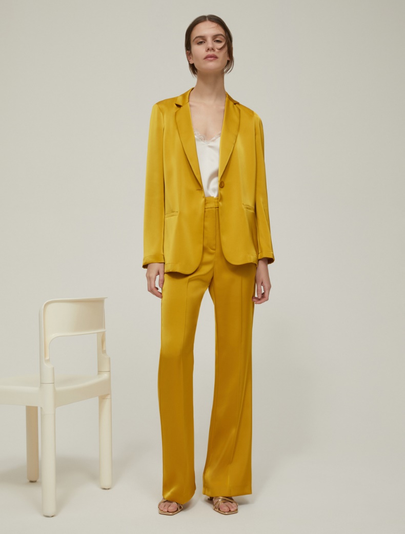 Flowing Satin Blazer - OCHRE - pennyblack
