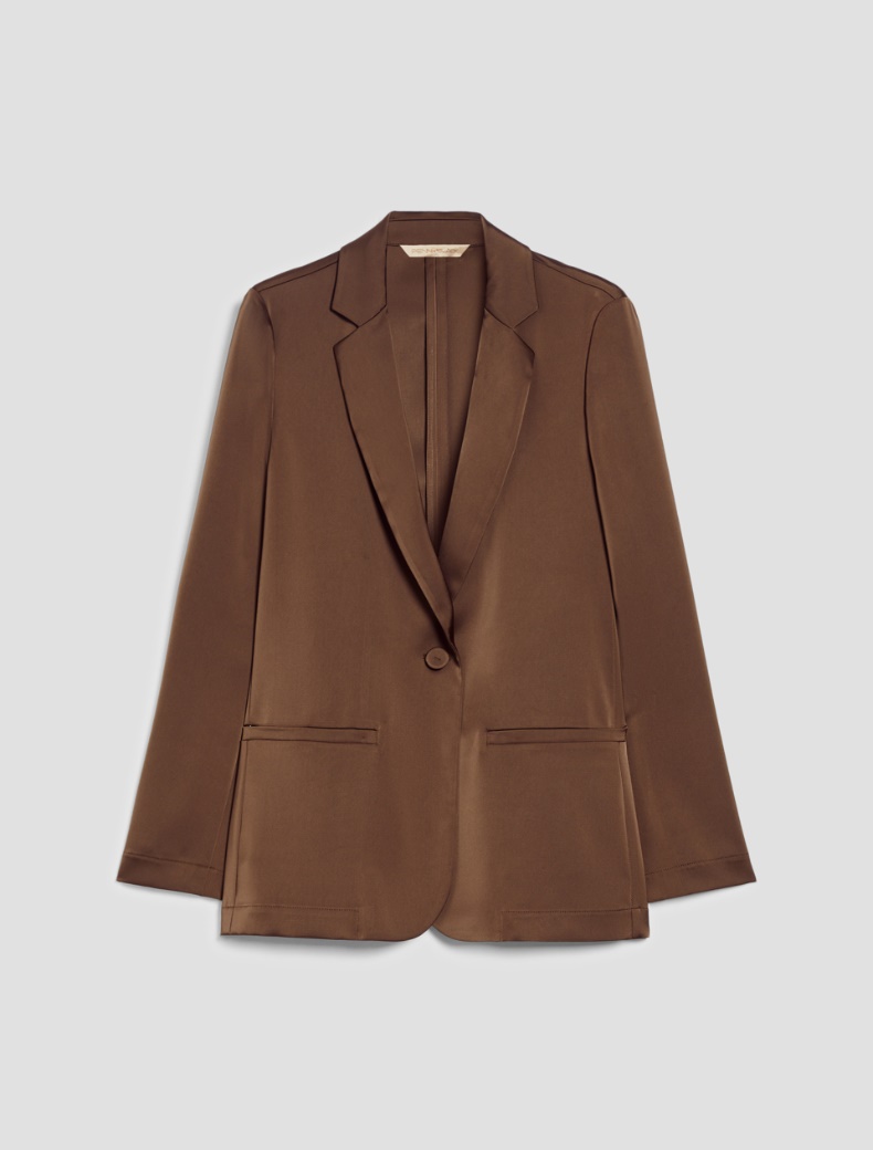 Flowing Satin Blazer - BROWN - pennyblack