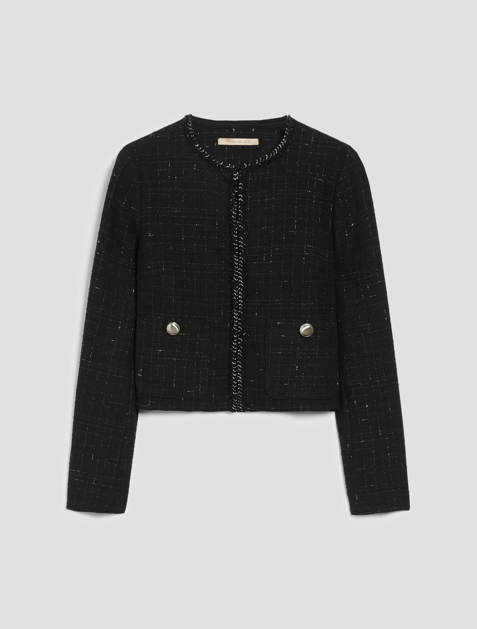 Basketweave lamé jacket - BLACK - pennyblack