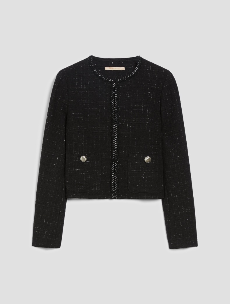 Basketweave lamé jacket - BLACK - pennyblack