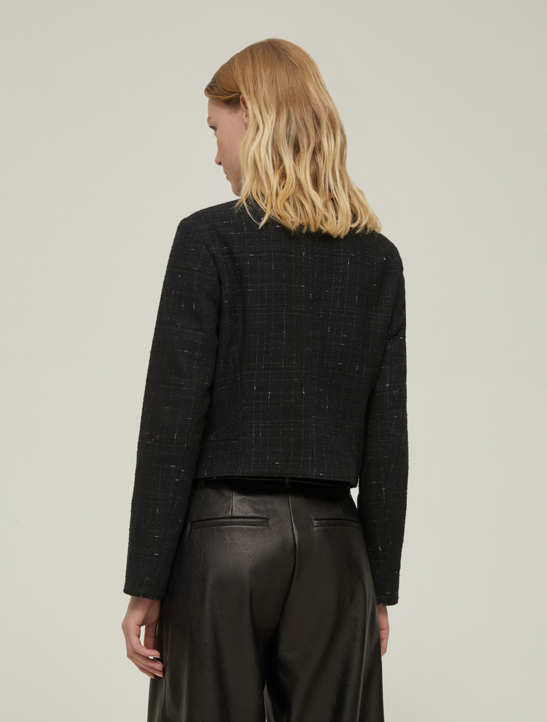 Basketweave lamé jacket - BLACK - pennyblack