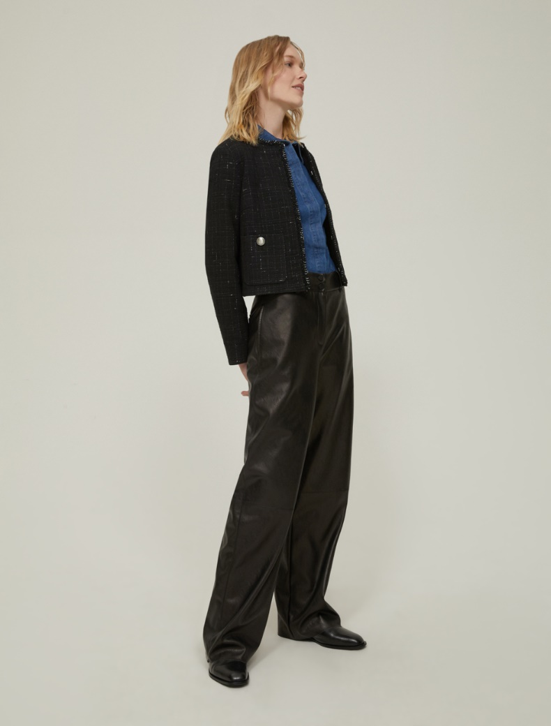 Basketweave lamé jacket - BLACK - pennyblack