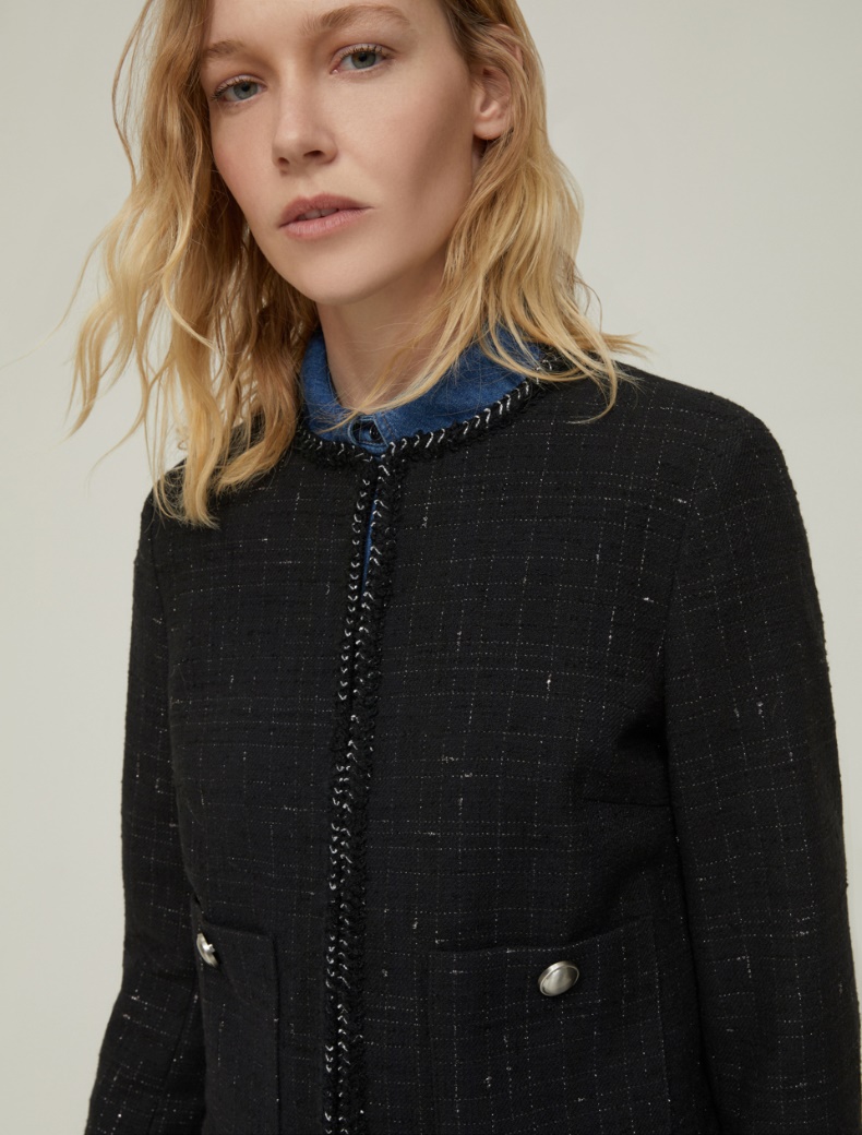Basketweave lamé jacket - BLACK - pennyblack