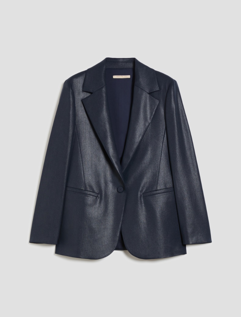 Laminated fabric blazer - NAVY - pennyblack