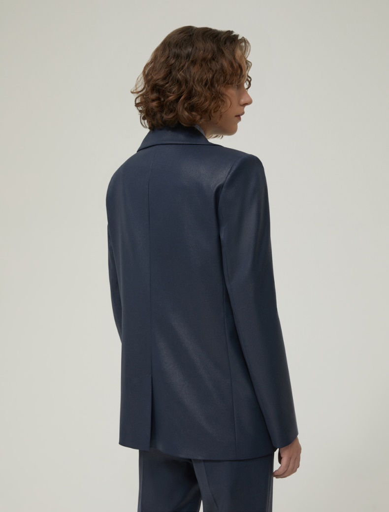 Laminated fabric blazer - NAVY - pennyblack