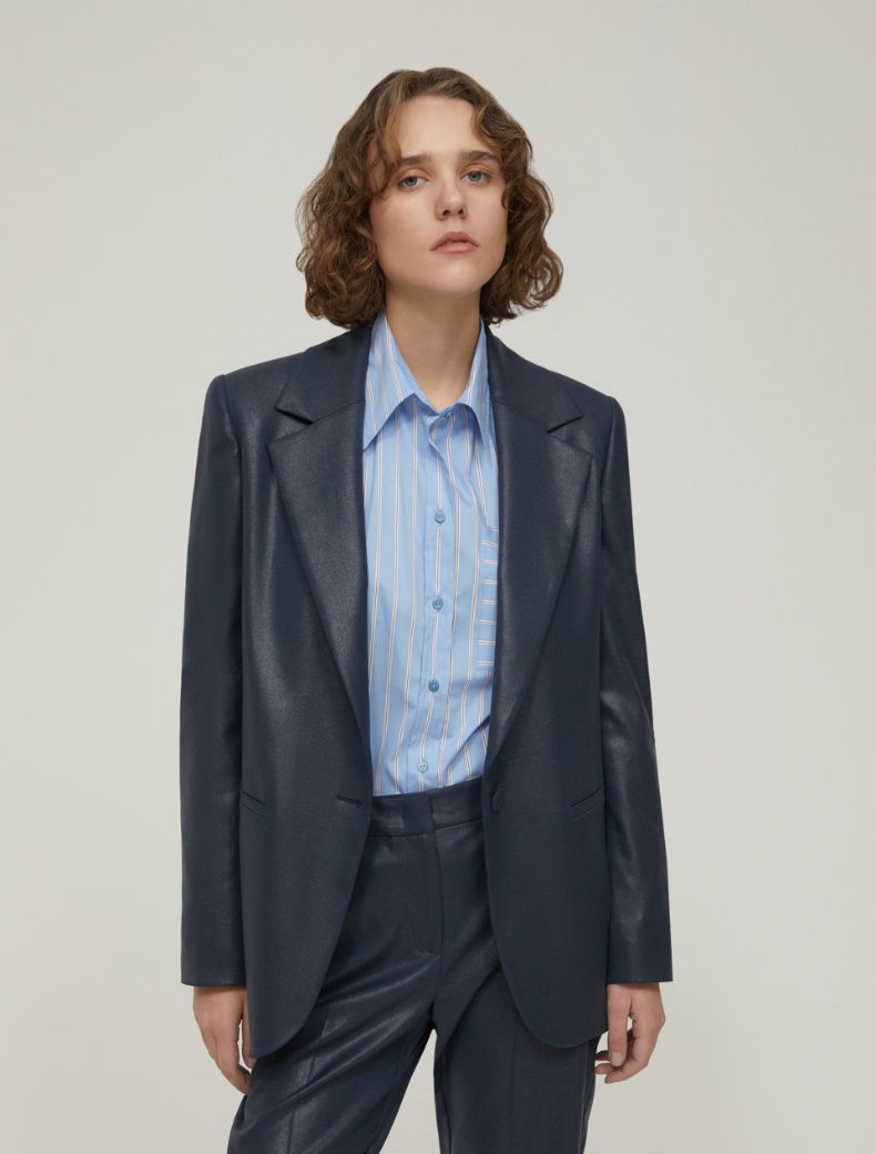 Laminated fabric blazer - NAVY - pennyblack