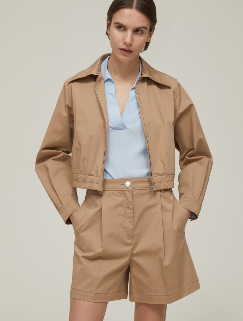 Gabardine bomber jacket - CAMEL - pennyblack