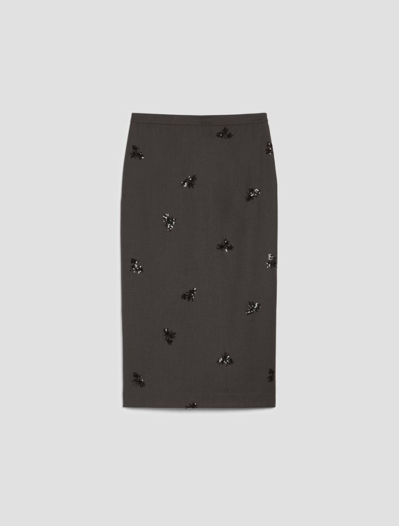 Sequin-embroidered skirt - GREY - pennyblack