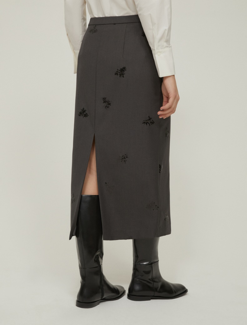 Sequin-embroidered skirt - GREY - pennyblack