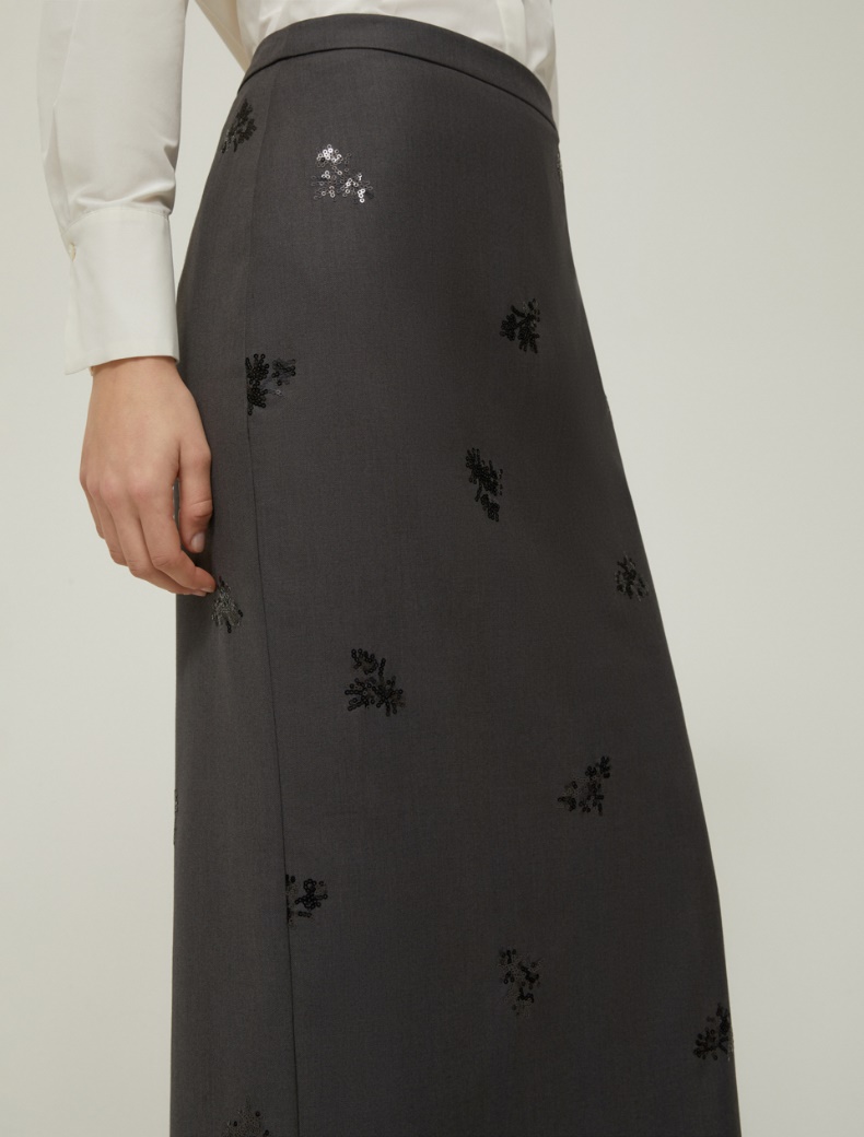 Sequin-embroidered skirt - GREY - pennyblack