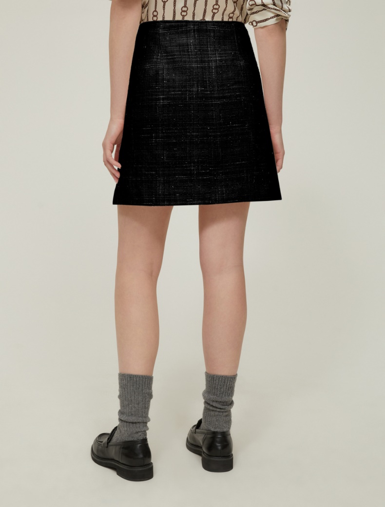 Basketweave lamé mini skirt - BLACK - pennyblack