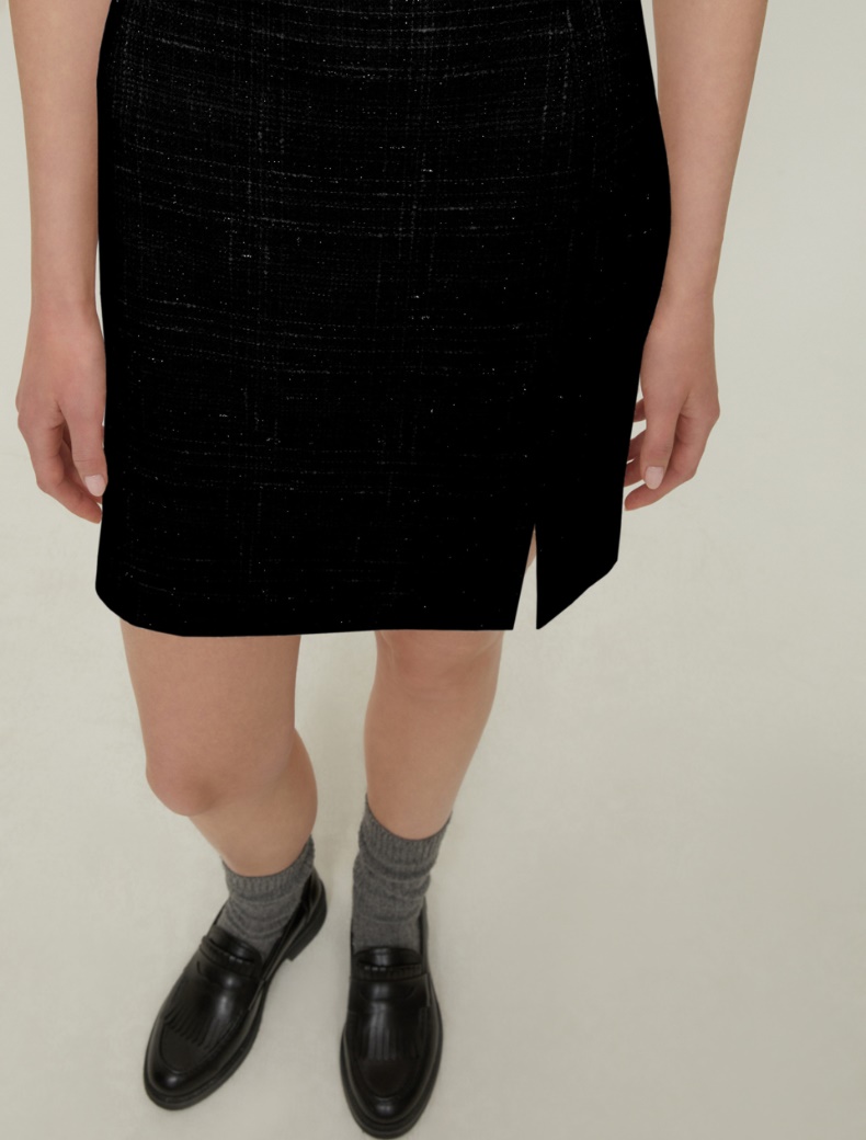 Basketweave lamé mini skirt - BLACK - pennyblack