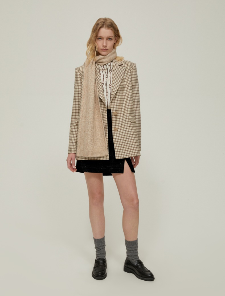 Basketweave lamé mini skirt - BLACK - pennyblack