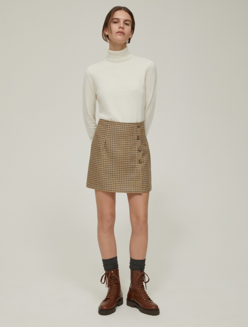 Pure wool mini skirt - CAMEL - pennyblack