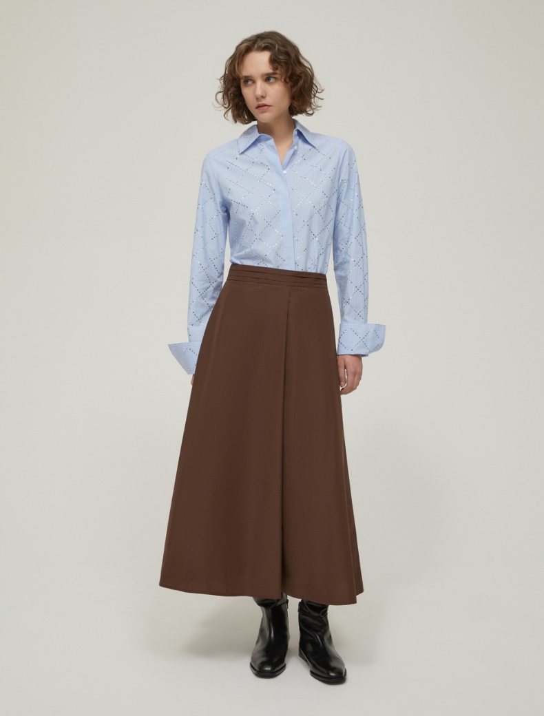 Taffeta midi skirt - BROWN - pennyblack