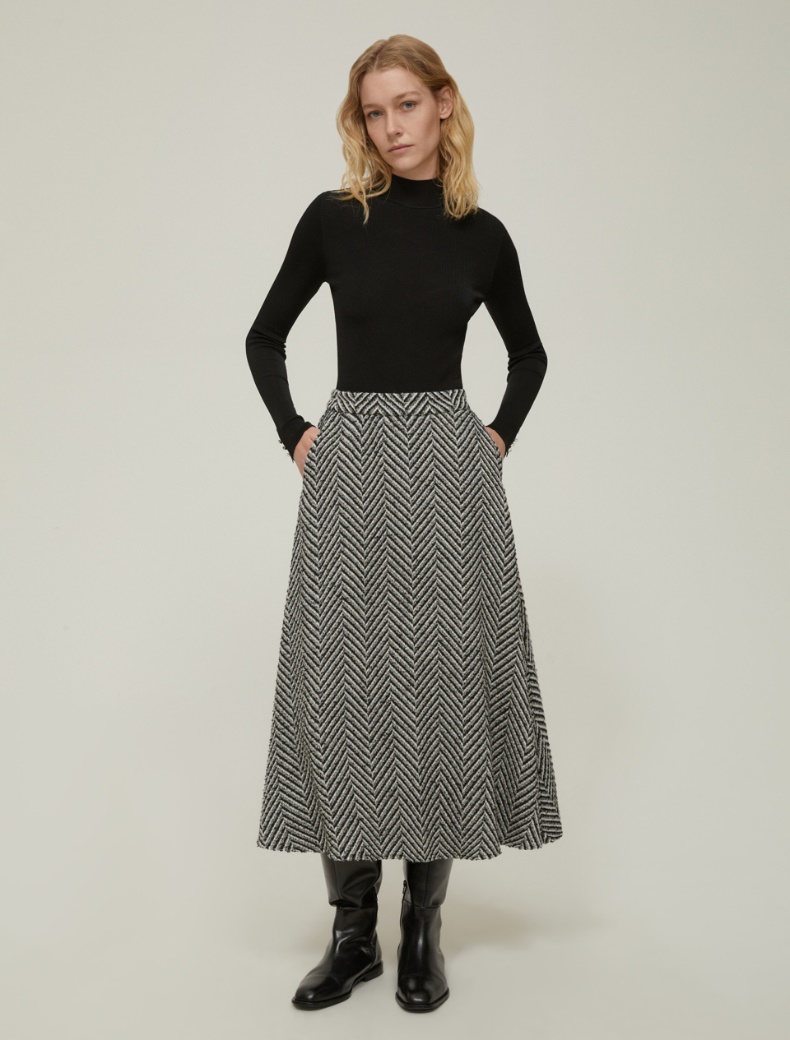 Basketweave midi skirt - BLACK - pennyblack