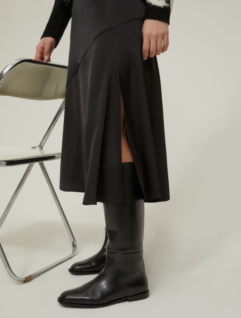 Satin midi skirt - BLACK - pennyblack