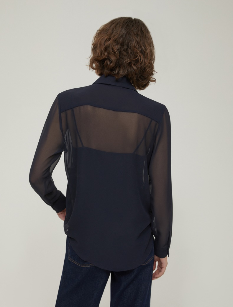 Embroidered georgette shirt - NAVY - pennyblack