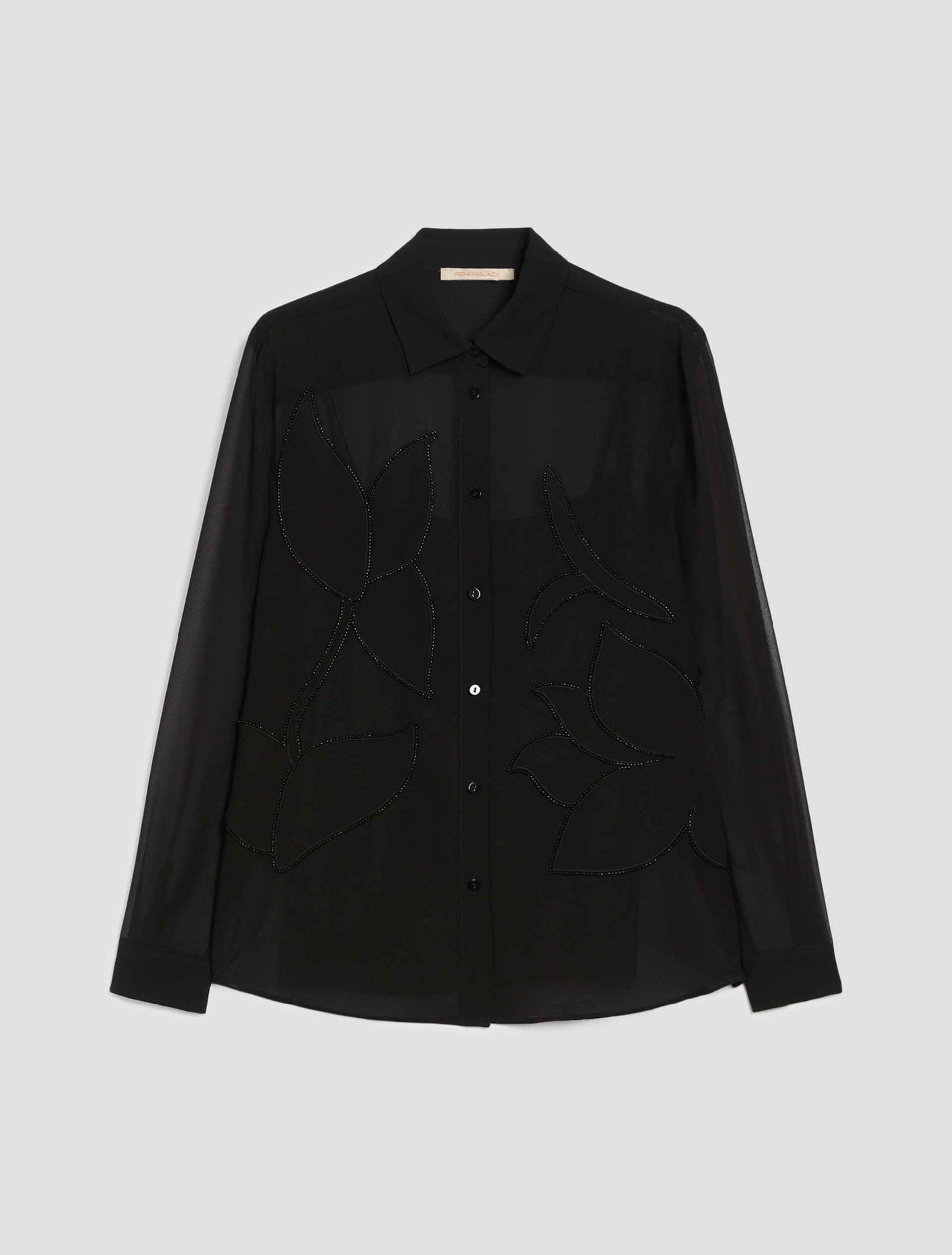 Embroidered georgette shirt - BLACK - pennyblack