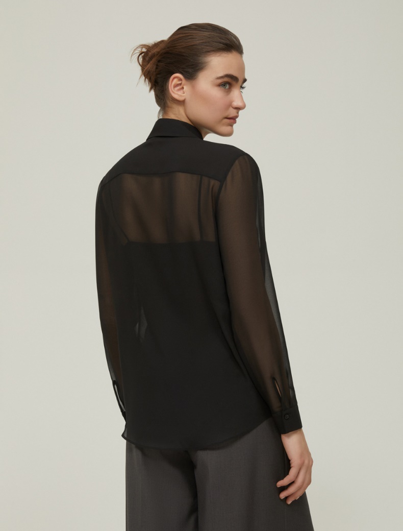 Embroidered georgette shirt - BLACK - pennyblack