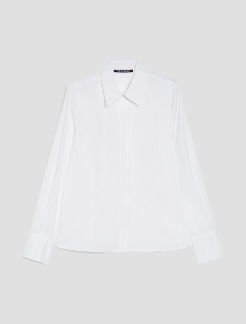 Slim-fit poplin shirt - WHITE - pennyblack