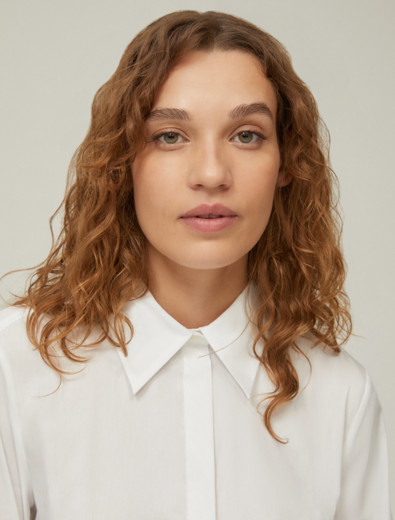 Slim-fit poplin shirt - WHITE - pennyblack