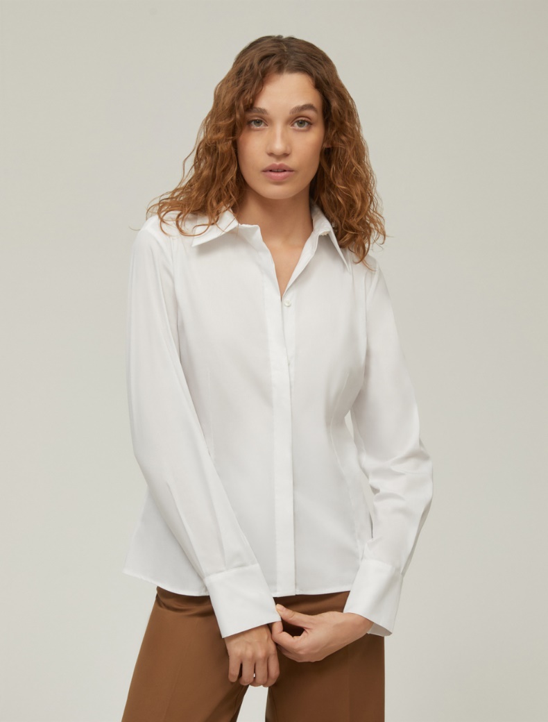 Slim-fit poplin shirt - WHITE - pennyblack