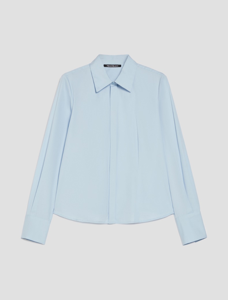 Slim-fit poplin shirt - LIGHT BLUE - pennyblack