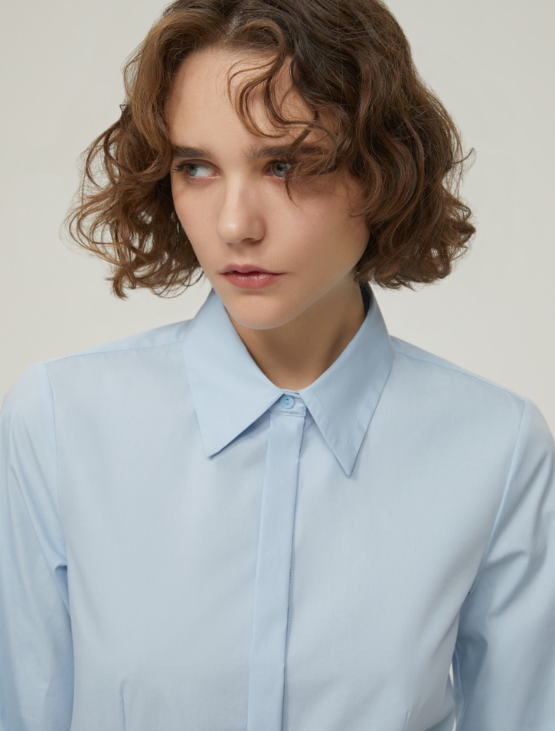 Slim-fit poplin shirt - LIGHT BLUE - pennyblack