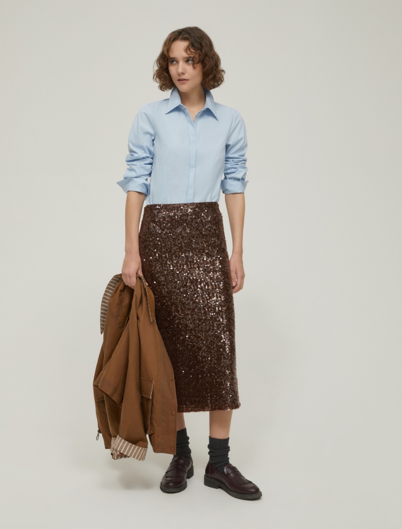 Slim-fit poplin shirt - LIGHT BLUE - pennyblack