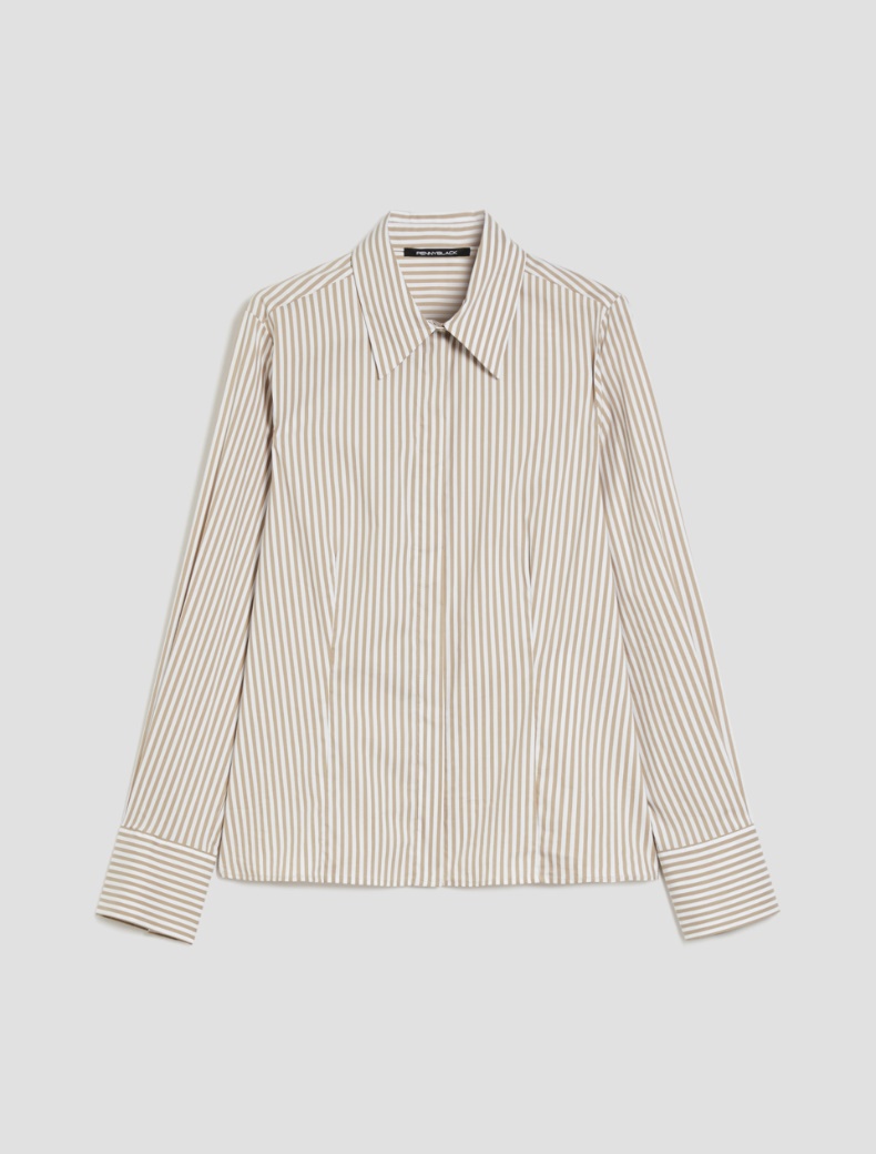 Slim-fit poplin shirt - CAMEL - pennyblack