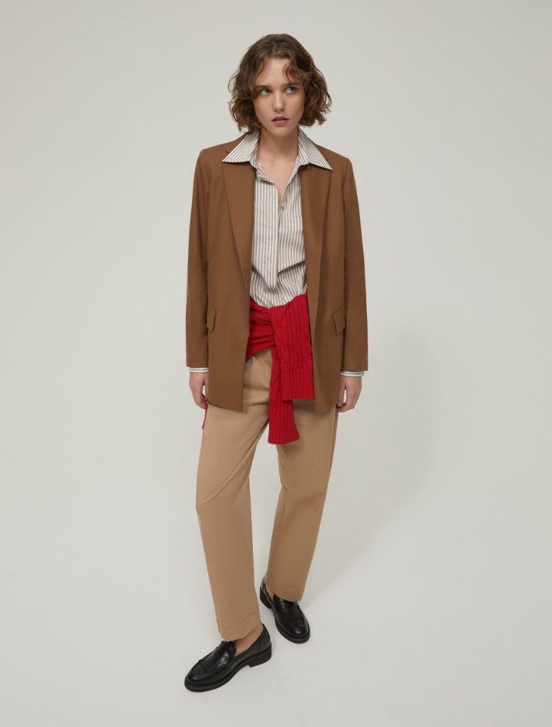 Slim-fit poplin shirt - CAMEL - pennyblack