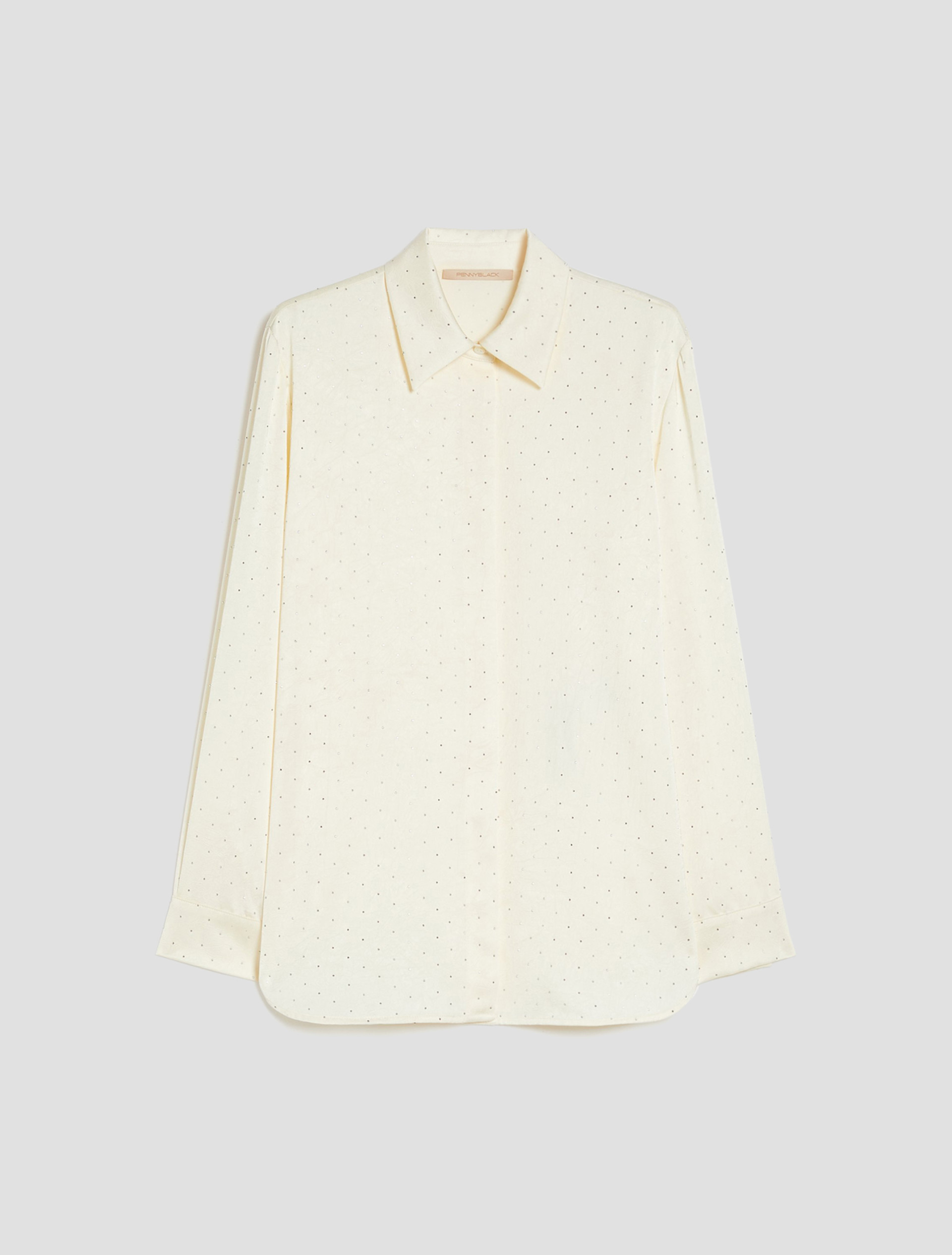 Satin shirt with microstud detail - CREAM - pennyblack