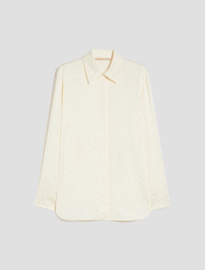 Satin shirt with microstud detail Satin shirt with microstud detail - CREAM - pennyblack