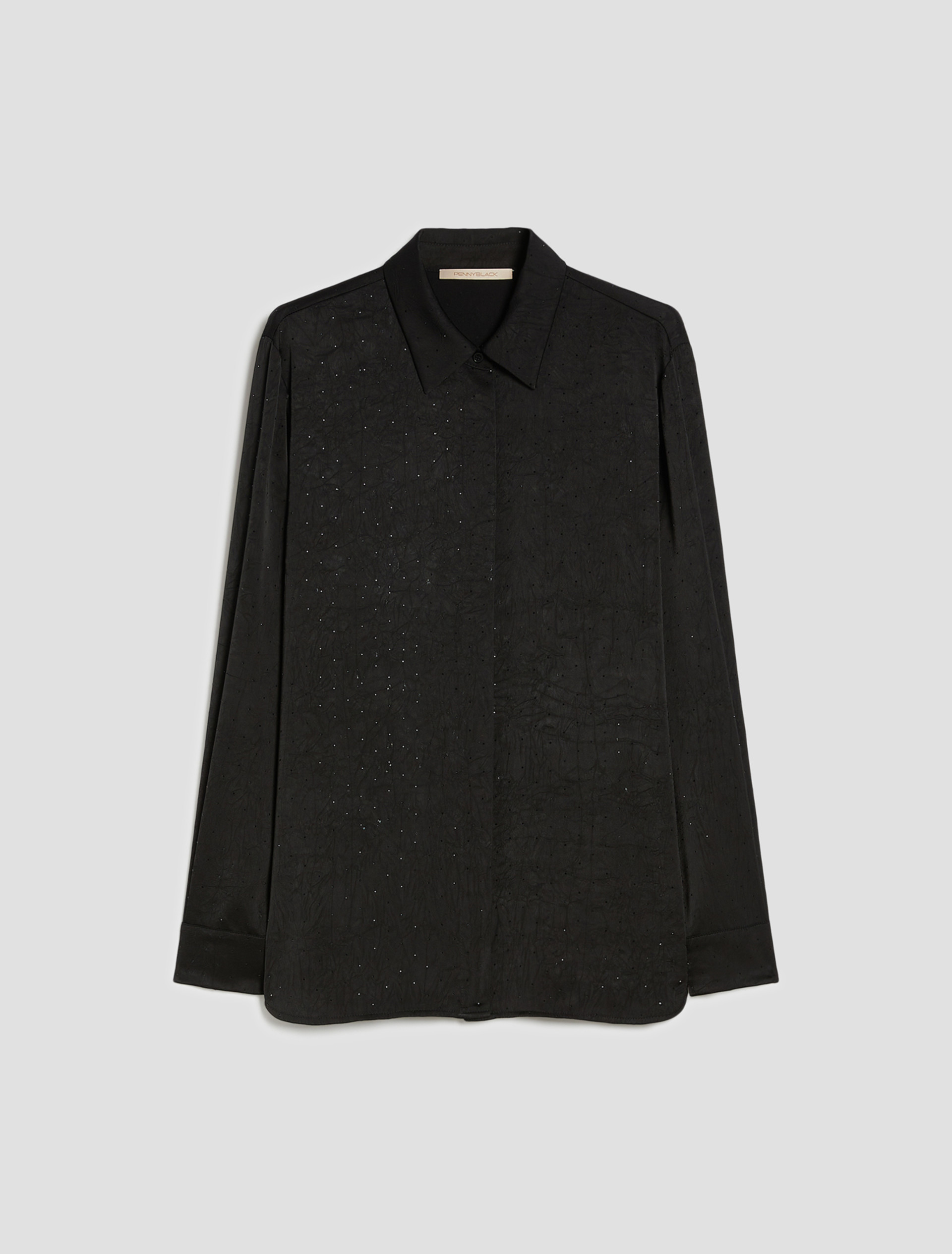Satin shirt with microstud detail - BLACK - pennyblack