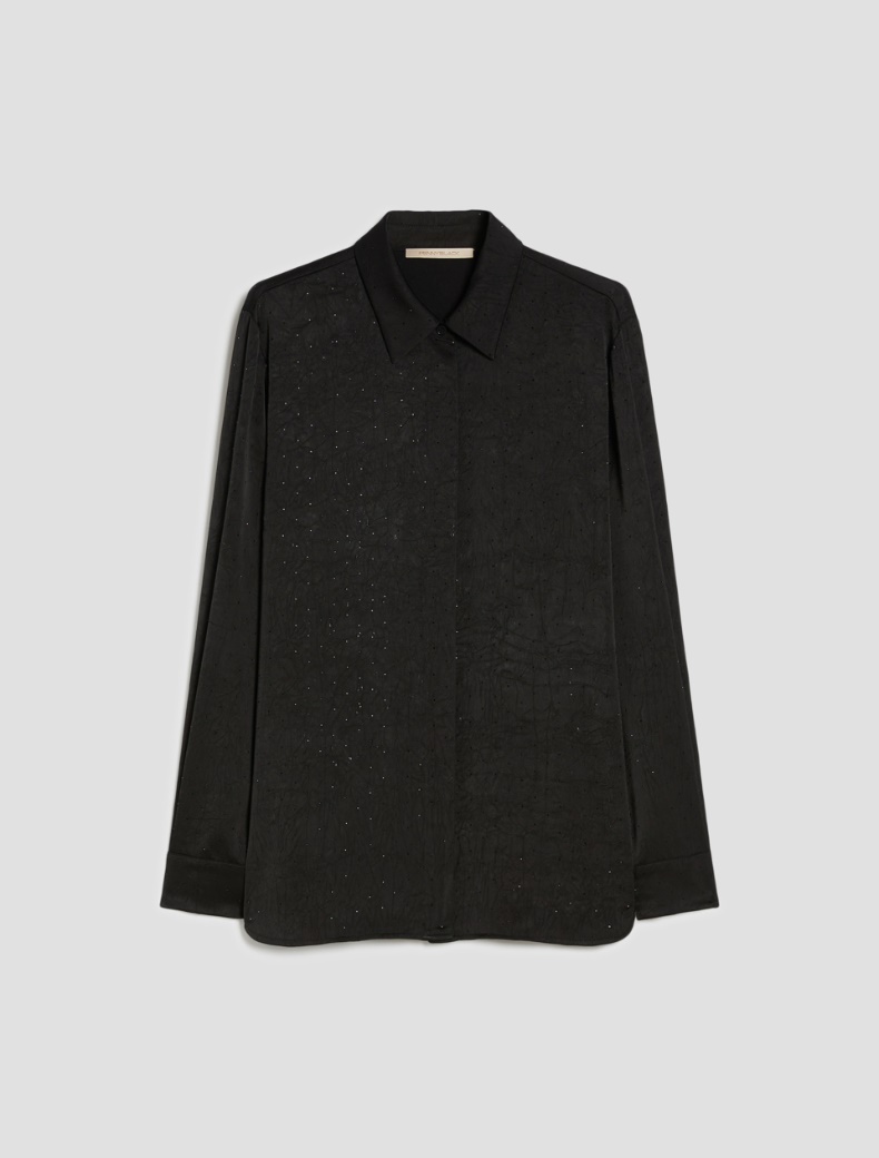 Satin shirt with microstud detail Satin shirt with microstud detail - BLACK - pennyblack