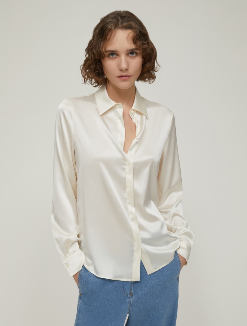 Silk satin shirt - IVORY - pennyblack