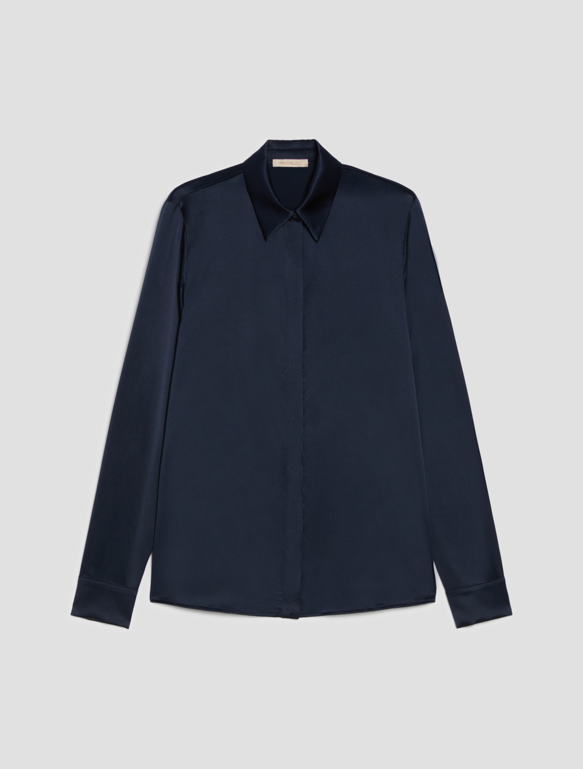 Silk satin shirt - NAVY - pennyblack