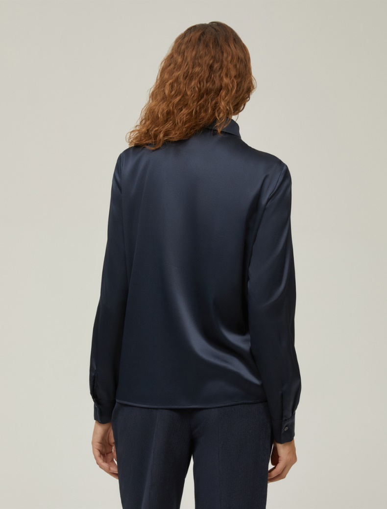 Silk satin shirt - NAVY - pennyblack